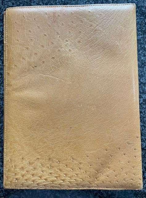 OSTRICH LEATHER FOLDER IN EXCELLENT CONDITION