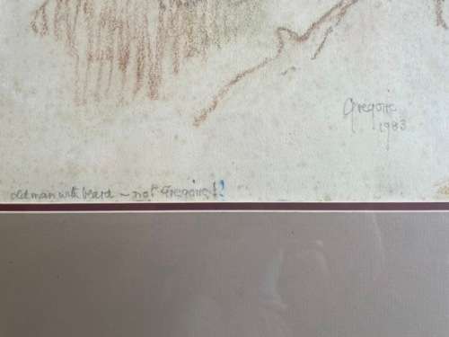 SIGNED AND DATED 1983!! GREGOIRE BOONZAIER DRAWING, TITLED `OLD MAN WITH BEARD - NOT GREGOIRE!`