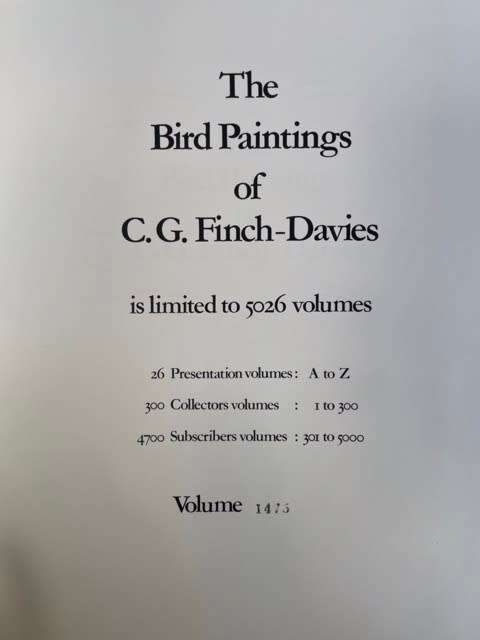 THE BIRD PAINTINGS OF CLAUDE GIBNEY FINCH-DAVIES, LIMITED AND NUMBERED 1475/5026