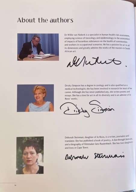 SIGNED!! 1ST EDITION NUMBERED 54/200 `JO ROOS SCULPTOR PAINTER ARTIST` BY W VAN NIEKERK, ETC.