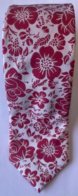 ORIGINAL TM LEWIN MENS TIE, RED AND WHITE WITH FLORAL DESIGN