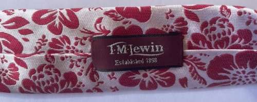 ORIGINAL TM LEWIN MENS TIE, RED AND WHITE WITH FLORAL DESIGN