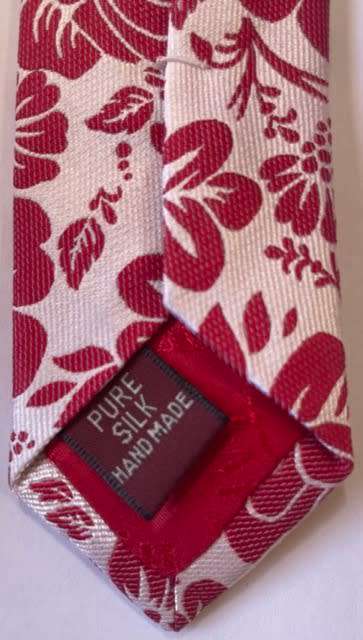 ORIGINAL TM LEWIN MENS TIE, RED AND WHITE WITH FLORAL DESIGN