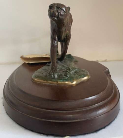 SIGNED!! LIMITED EDITION DESK TOP SIZE BRONZE SCULPTURE, WALKING LEOPARD BY KLAUS D. MATZKE, 10/50