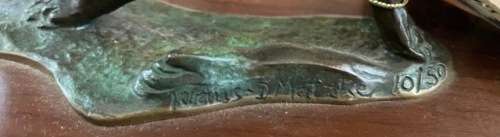 SIGNED!! LIMITED EDITION DESK TOP SIZE BRONZE SCULPTURE, WALKING LEOPARD BY KLAUS D. MATZKE, 10/50