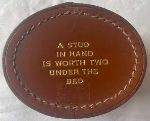 BROWN LEATHER STUD CASE IN EXCELLENT CONDITION