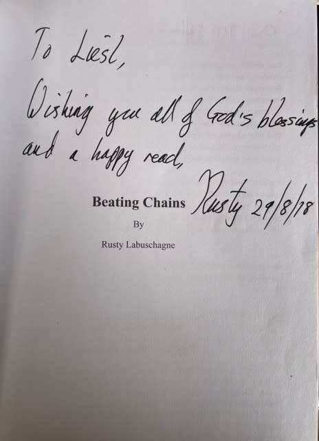 SIGNED!! `BEATING CHAINS VICTORY OVER INJUSTICE` BY RUSTY ABUSCHGNE