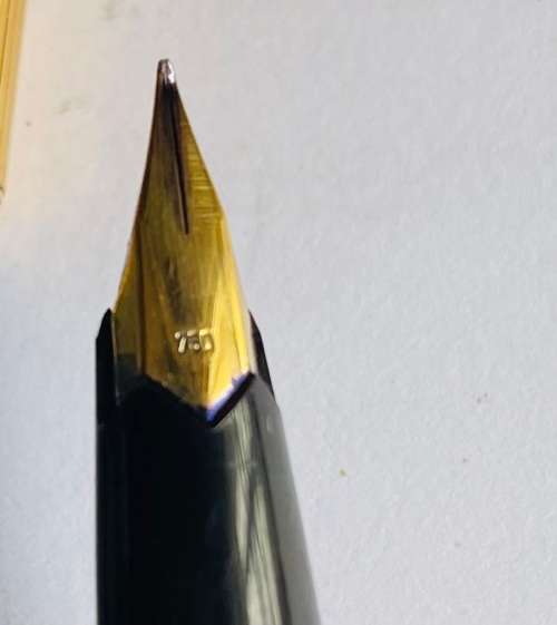 RARE! MONT BLANC 184 FOUNTAIN PEN WITH 18K GOLD NIB, LEVER BALLPOINT PEN & PENCIL IN LEATHER CASE