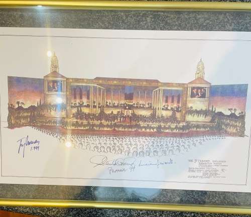 TRIPLE SIGNED & FRAMED-3 TENORS-LUCIANO PAVAROTTI, PLACIDO DOMINGO & JOSE CARRERAS-LAYOUT SKETCH SA
