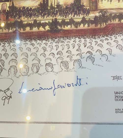 TRIPLE SIGNED & FRAMED-3 TENORS-LUCIANO PAVAROTTI, PLACIDO DOMINGO & JOSE CARRERAS-LAYOUT SKETCH SA