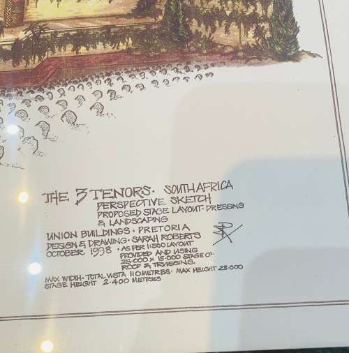 TRIPLE SIGNED & FRAMED-3 TENORS-LUCIANO PAVAROTTI, PLACIDO DOMINGO & JOSE CARRERAS-LAYOUT SKETCH SA