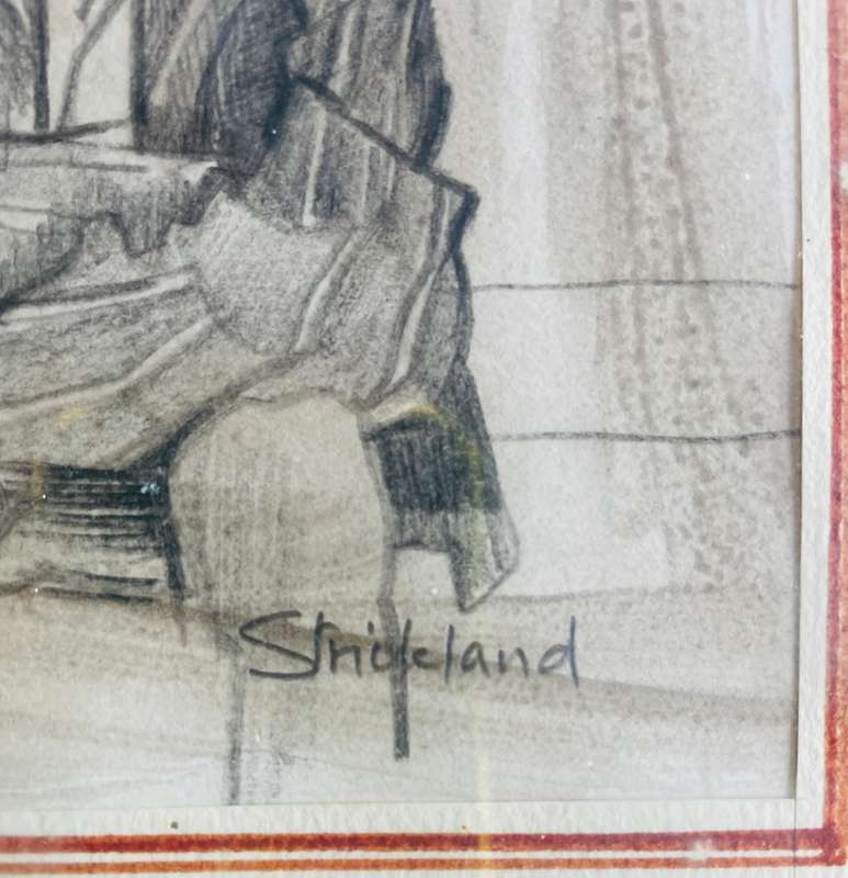 SIGNED!! ANTHONY STRICKLAND - MIXED MEDIA PAINTING OF A YOUNG BOY IN CAPE TOWN