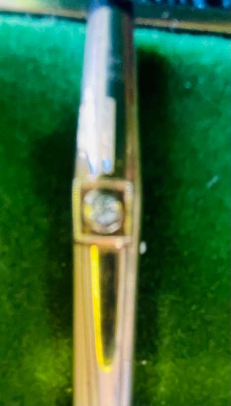 CROSS PEN 14K GOLDPLATED WITH DIAMOND ON CLIP IN BOX