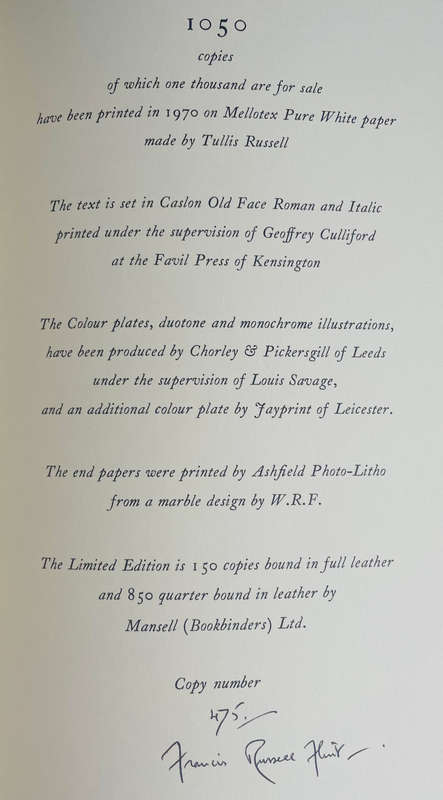 WILLIAM RUSSELL FLINT `AN AUTOBIOGRAPHY - IN PURSUIT` PRIVATELY PRINTED, NUMBERED AND SIGNED!