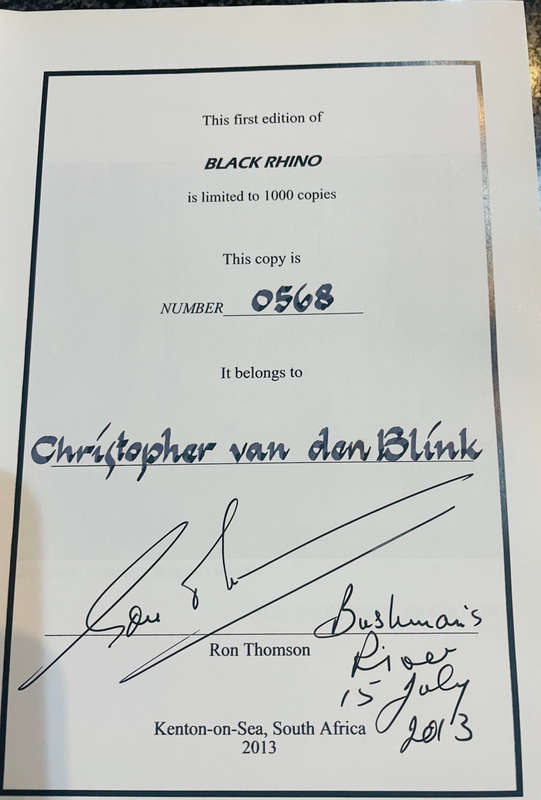 SIGNED AND NUMBERED!! `BLACK RHINO` BY RON THOMSON FIRST EDITION