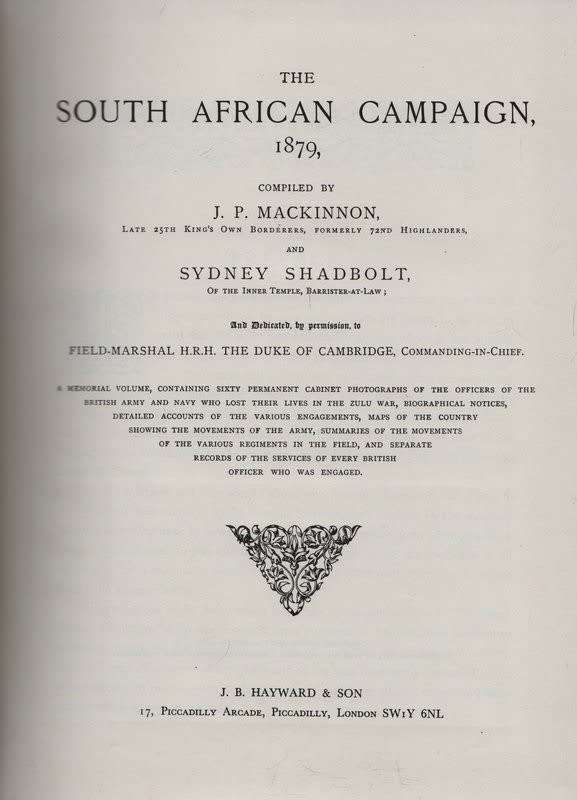 `THE SOUTH AFRICAN CAMPAIGN OF 1879` JP MACKINNON & SH SHADBOLT