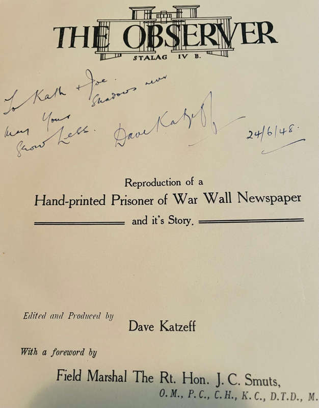 SIGNED!! `THE OBSERVER STALAG IV B REPRODUCTION OF A HAND-PRINTED PRISONER OF WAR WALL NEWSPAPER`