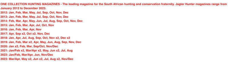 APPROXIMATELY 96 JAGTER HUNTER MAGAZINES - 2012 TO 2023
