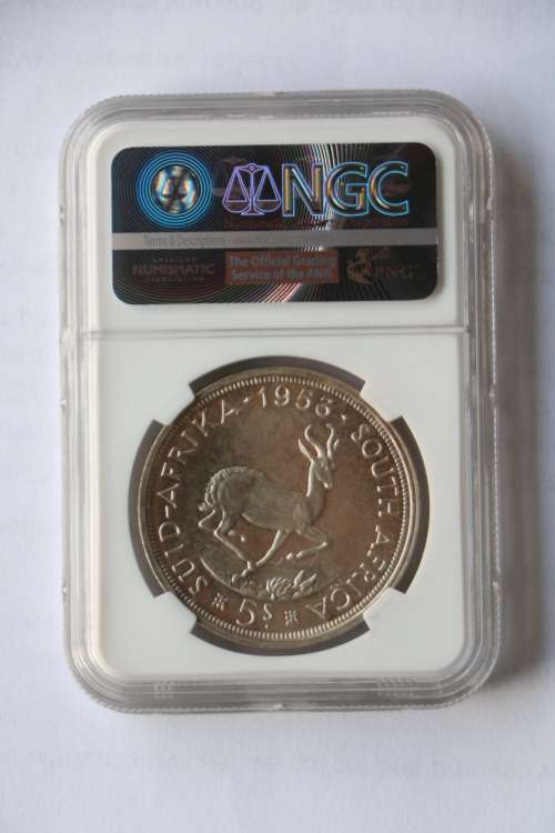 1953 Five Shilling NGC PL64