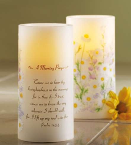 Inspirational Daisy Morning Prayer Flameless Candle
