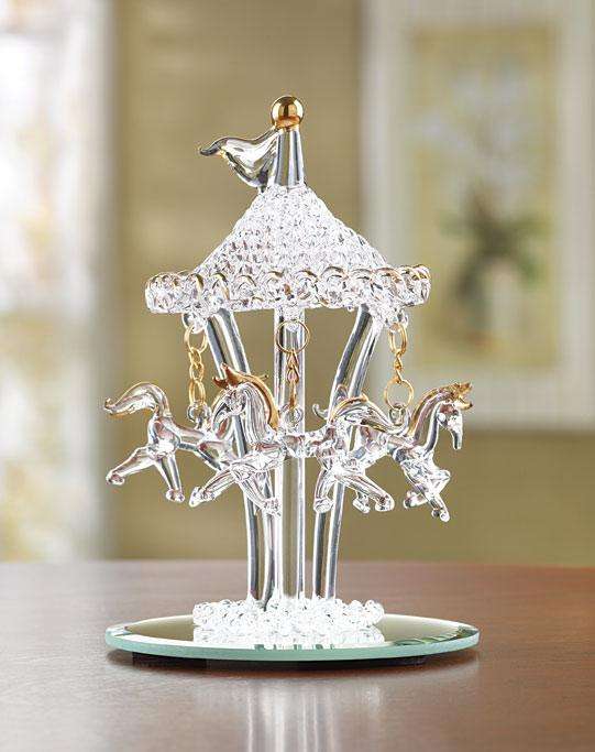 No Shipping Fees! - Spun Glass Horse Carousel