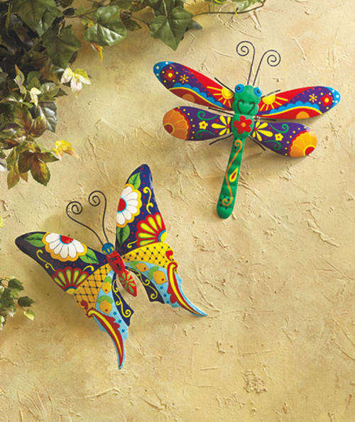 Die-Cut Iron Colorful Garden Art / Butterfly or Dragonfly - Your Choice