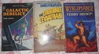 3 Books ;  Galactic Derelict  A Norton ;The Digging Leviathan JP Blaylock ;Wyrldmaker  T Bisson