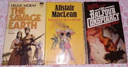 The Balfour Conspiracy by St James, South by Java Head by A MacLean, The Savage Earth by H Moray