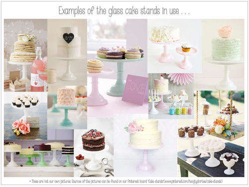 Milk glass cake stand - White Pink Green Yellow