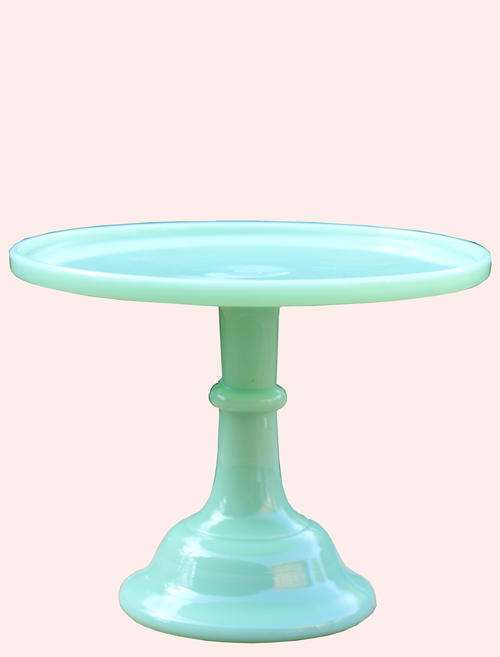 Milk glass cake stand - Jade green