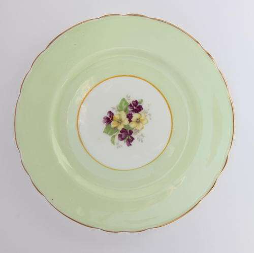 Aynsley green with violets fine bone china tea trio - cake plate