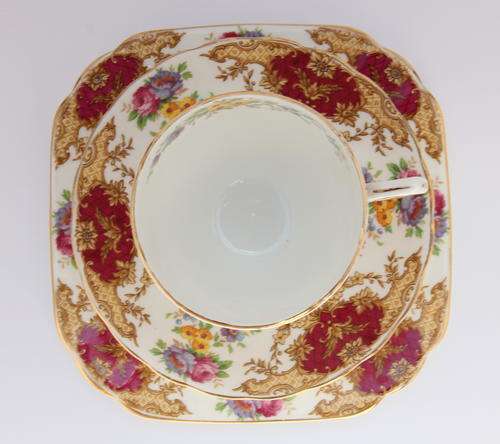 Tuscan Provence fine bone china tea trio - top view
