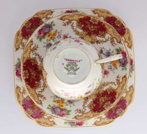 Tuscan Provence fine bone china tea trio - marking