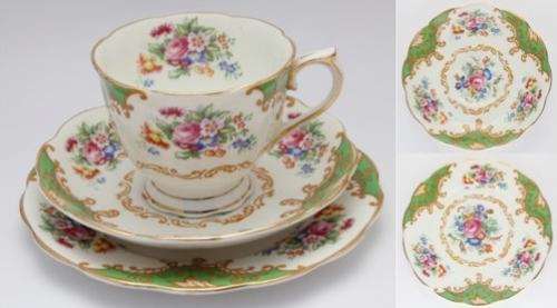 Royal Albert Albany Green fine bone china tea trio
