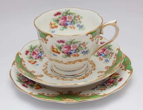 Royal Albert Albany Green fine bone china tea trio