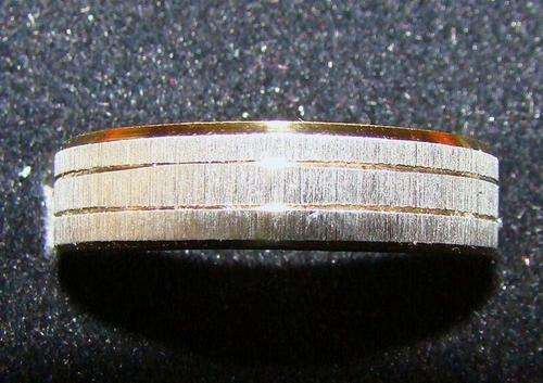 TWO TONE STAINLESS STEEL AND GOLD DESIGNER RING SIZE 17-22