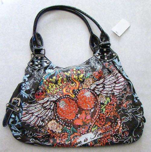 DESIGNER ED HARDY BLACK HANDBAG