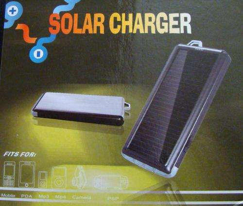 SOLAR CHARGER FOR CELL PHONES, DIGITAL CAMERAS, MP3 AND MP4 PLAYERS, PDA'S AND PSP'S