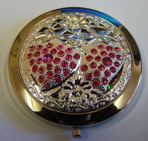 ANTIQUE STYLE SILVER DOUBLE COMPACT MIRROR CASE