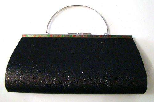ELEGANT BLACK GLITTER CLUTCH BAG