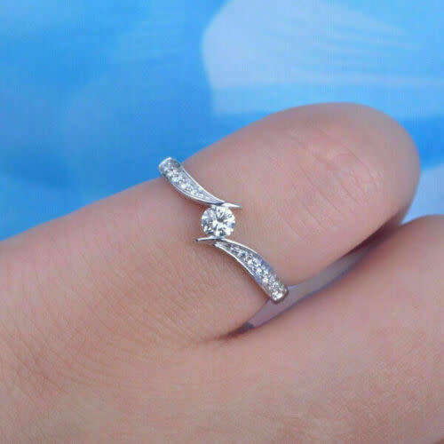 Gorgeous 925 Silver Ring Women Cubic Zirconia Wedding Jewelry Rings Gift Sz 8