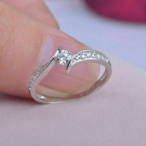 Gorgeous 925 Silver Ring Women Cubic Zirconia Wedding Jewelry Rings Gift Sz 8