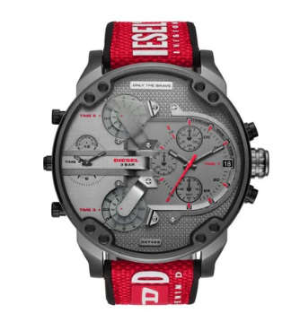 Diesel Mr. Daddy 2.0 Red Nylon Men`s Watch