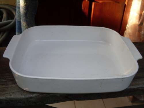 CORNINGWARE LARGE SHALLOW PLAIN WHITE DISH NO LID RECTANGULAR