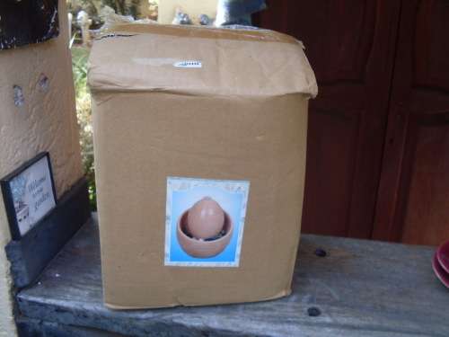 WOULD THINK INDOOR? SMALL!!  2ND OF THE BOXED TERRACOTTA WATER FEATURE WITH PEBBLES  & SMALL PUMP