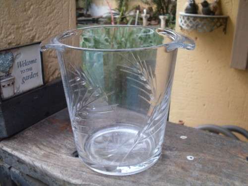LARGE SO GREAT TO USE AS A STUNNING VASE CRYSTAL WHEAT CUT HEAVY ICE BUCKET