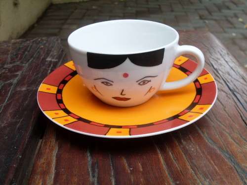 STUNNING FUTURE COLLECTABLE NO2  RITZENHOFF AMORE MIO CAPUCCINO CUP & SAUCER BY P CHOUDHRY