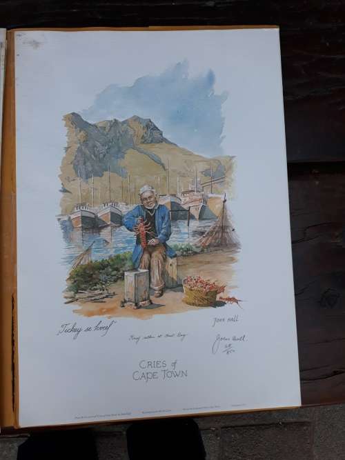 UNFRAMED JOHN HALL CRIES OF CAPE TOWN VINTAGE LTD EDITION PRINT 68/850 SIGNED IN PENCIL X ARTIST