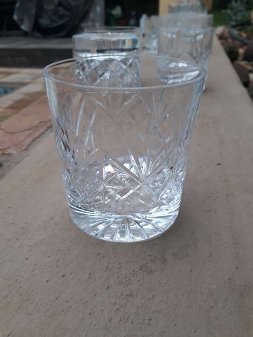 BEAUTIFUL SET OF FOUR CRYSTAL TUMBLERS DIAMOND FLASH STAR CUT