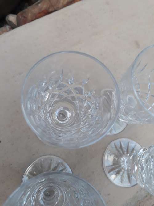 BEAUTIFUL SET OF FOUR CRYSTAL SHERRY? GLASSES DIAMOND FLASH CUT. LOVELY